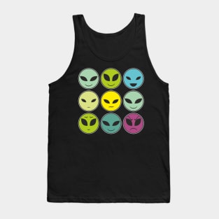 Funny Alien Heads And Facial Expressions As Pattern Tank Top